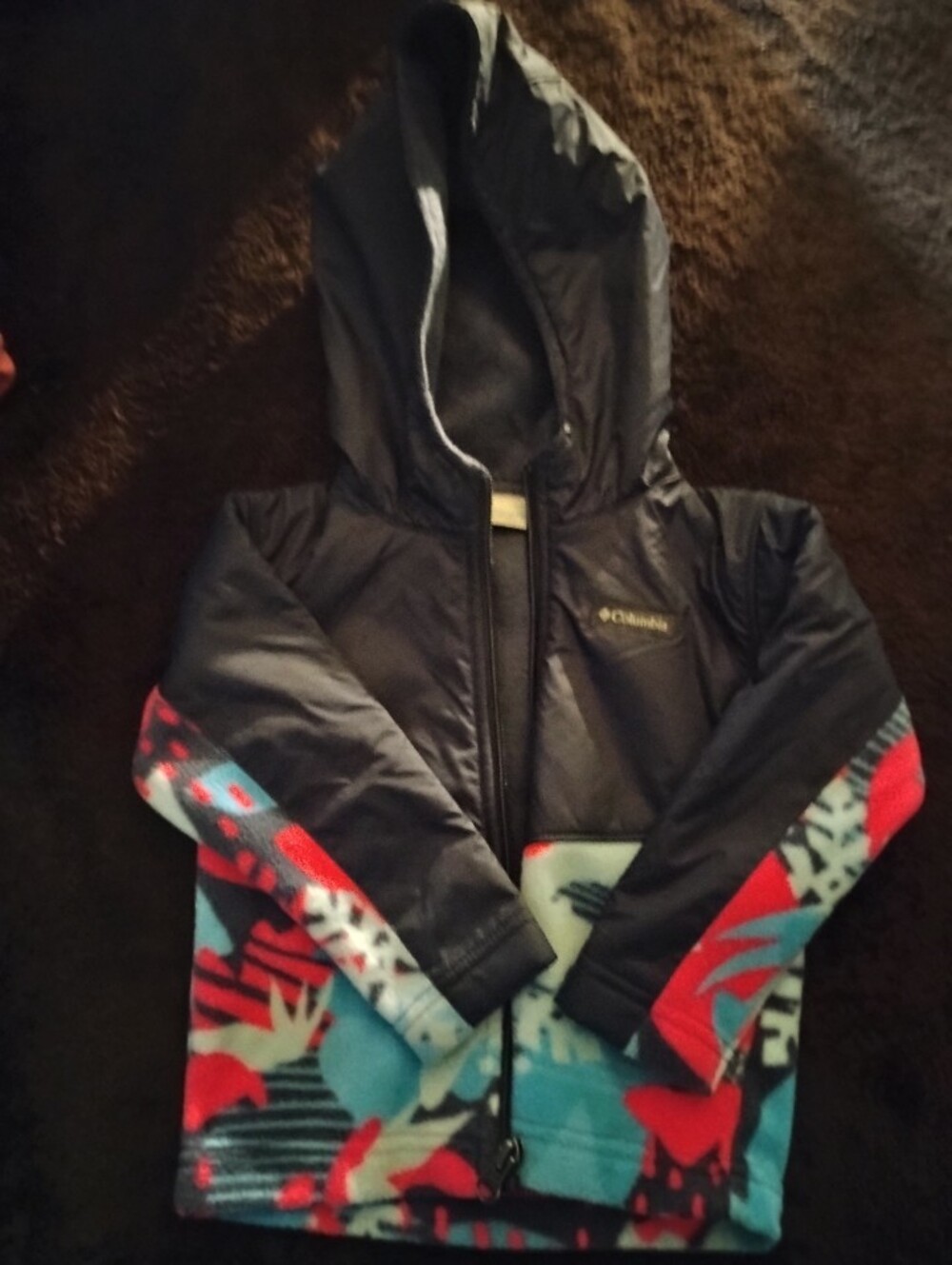 Columbia 18-24 Months Navy Hooded Jacket with Teal & Red Patter